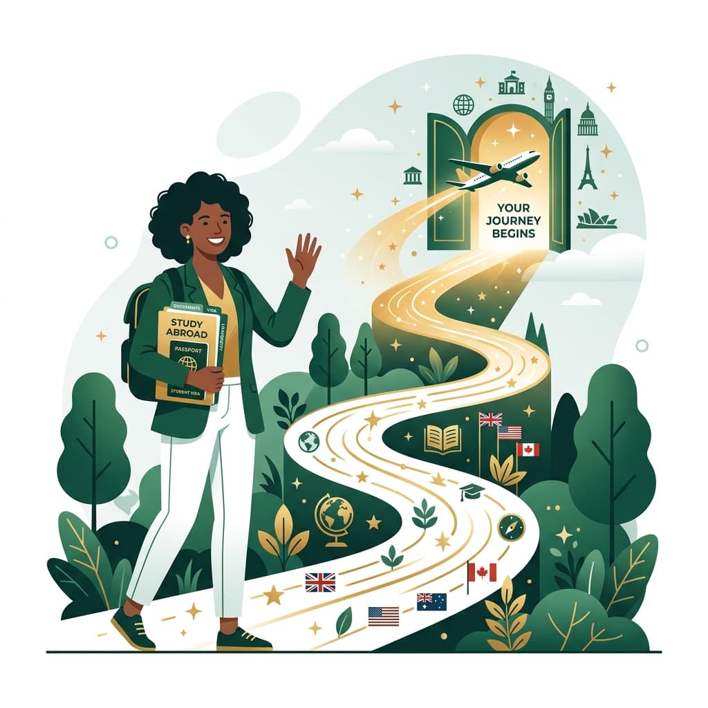 Study Abroad Journey and Planning Illustration